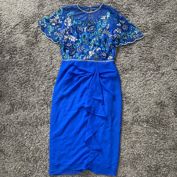 ASOS Virgos lounge embellished midi dres in cobalt. Size 6 US. - Picture 6 of 13
